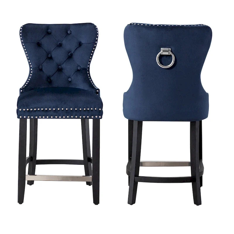 Tabouret de comptoir Carter 24 Wingback capitonné avec clous (lot de 2)