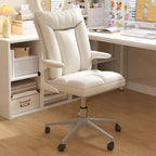 Chaise de bureau pivotante réglable en tissu blanc moderne
