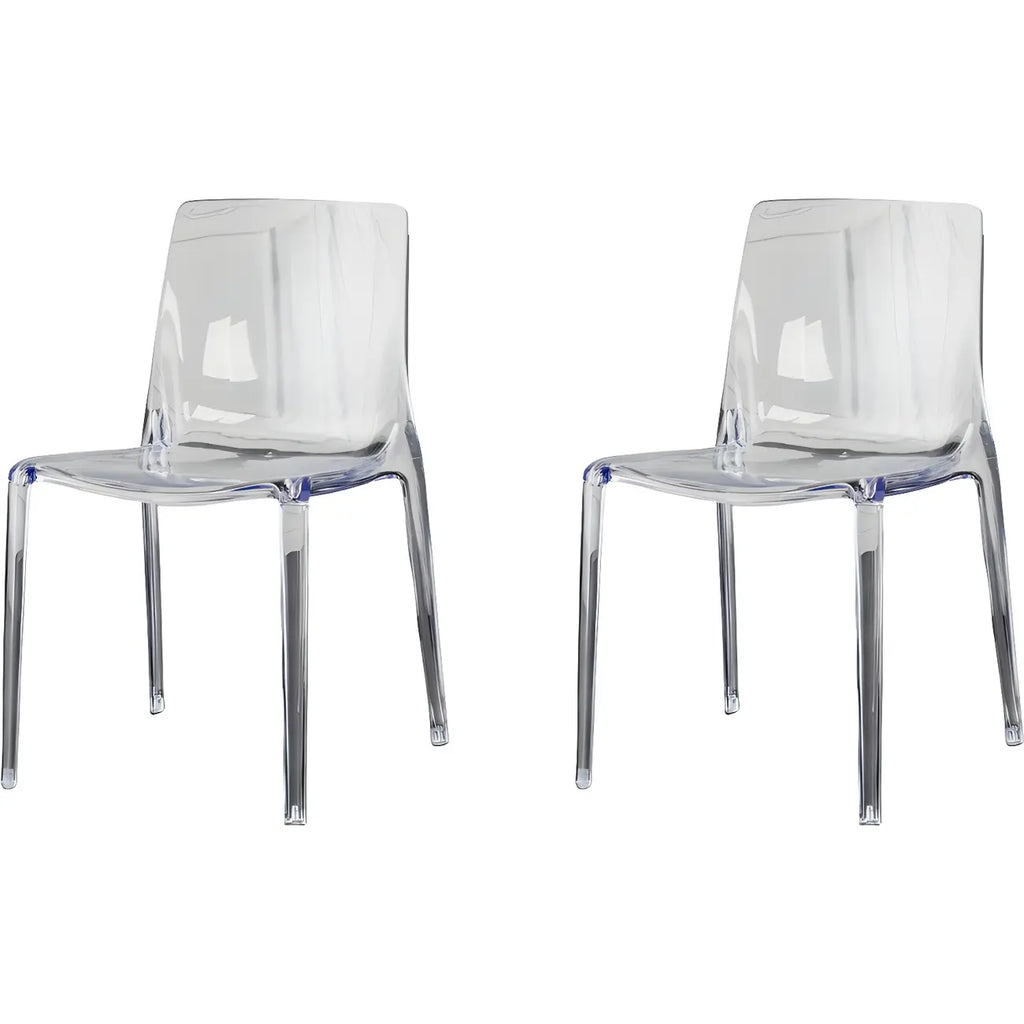 Chaise de salle à manger en acrylique ambré sans accoudoirs et à dossier bas