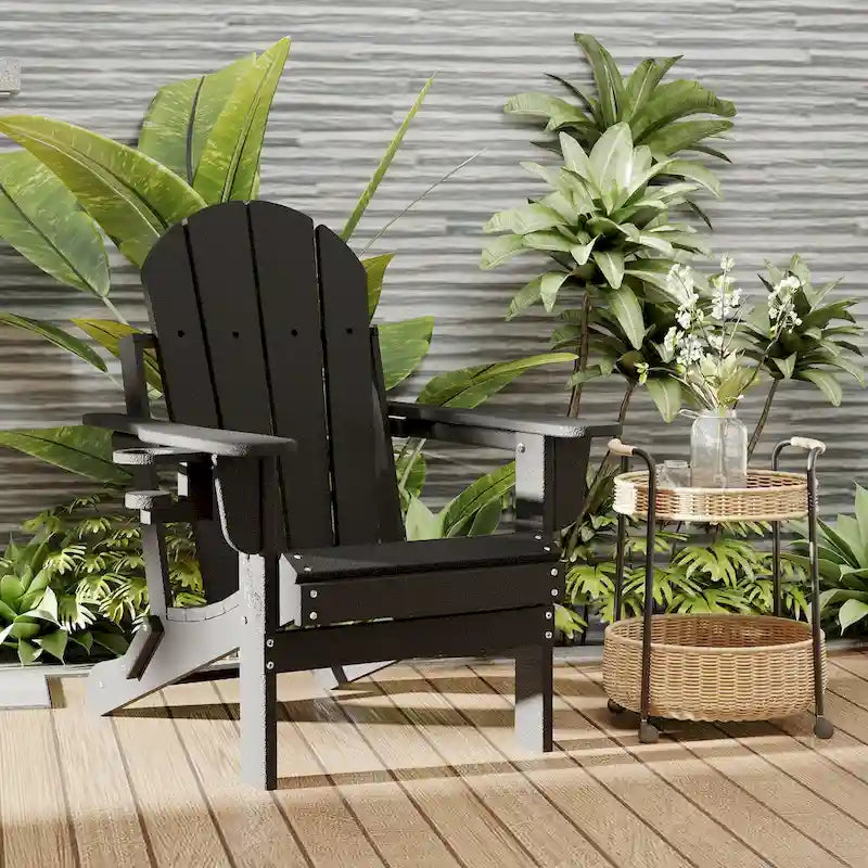Chaise Adirondack pliable d'extérieur avec porte-gobelet