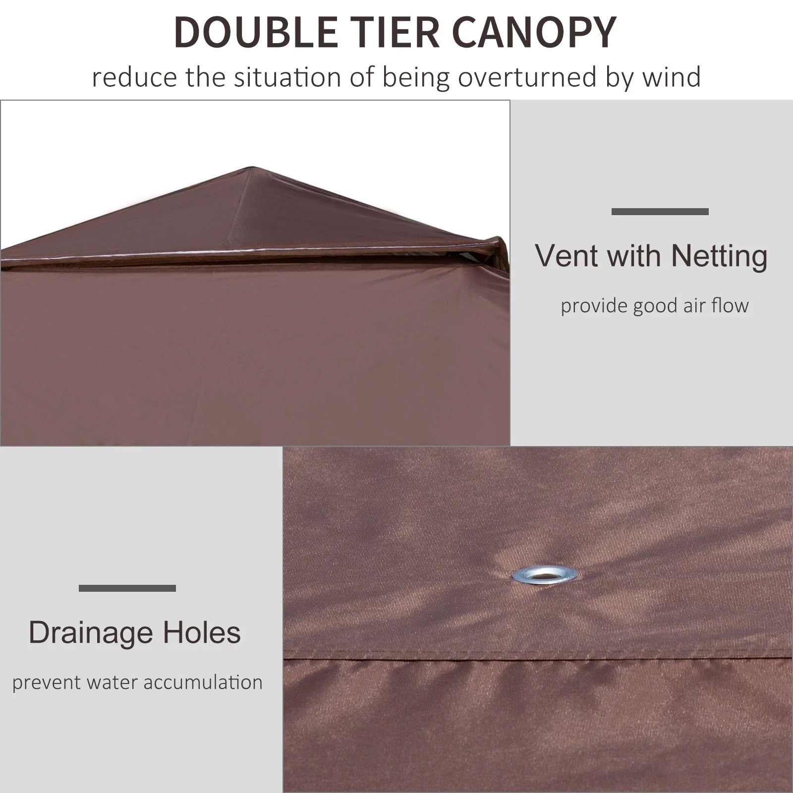 Outsunny Tonnelle Pop Up 3,6 x 3,6 m, Tente Pliante Instantanée avec Murs Latéraux en Maille Filet, Hauteur Réglable sur 3 Niveaux