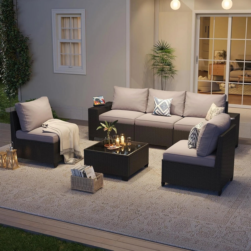 Ensembles de meubles de patio extérieurs avec coussin épais de 10 cm