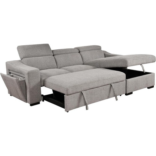 Canapé d'angle convertible Roomfitters 103 avec méridienne de rangement, appuie-tête réglables, en forme de L