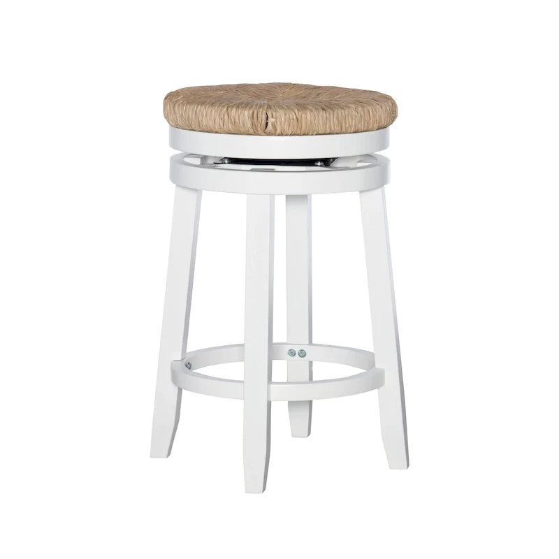 Tabouret de comptoir pivotant sans dossier Maya avec assise en jonc de mer