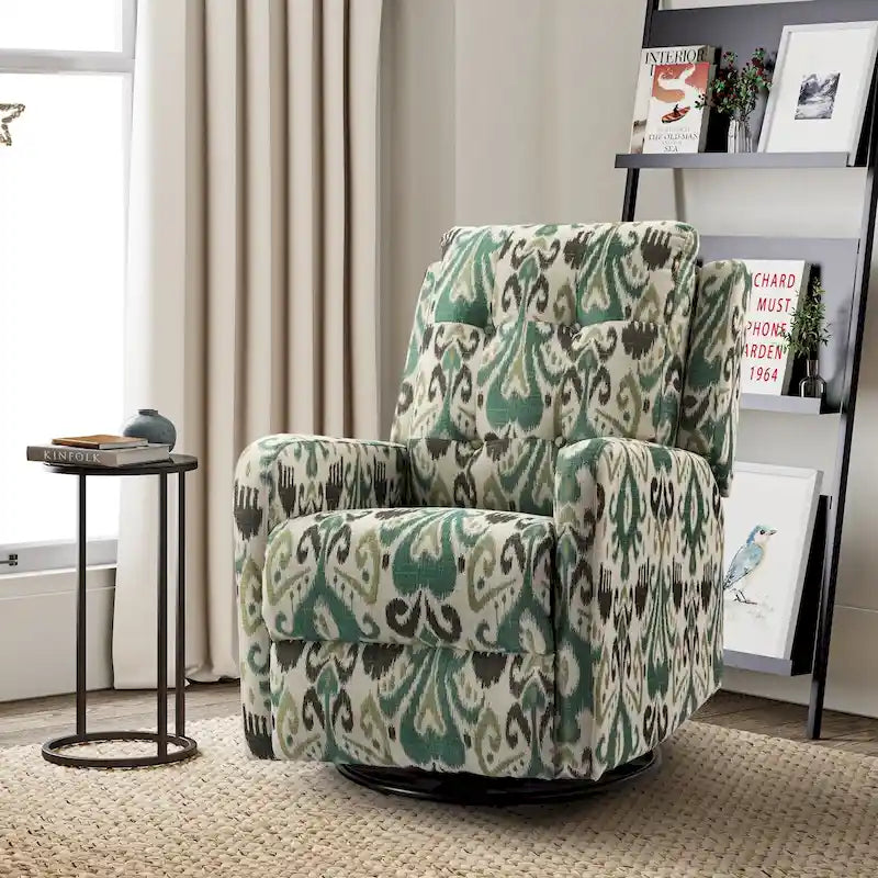 Fauteuil inclinable pivotant manuel Arlette contemporain à fleurs avec dossier capitonné