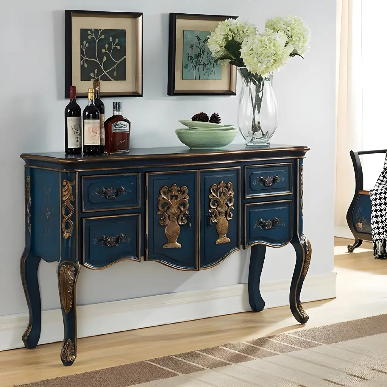 Console de rangement en bois "café français" avec tiroirs