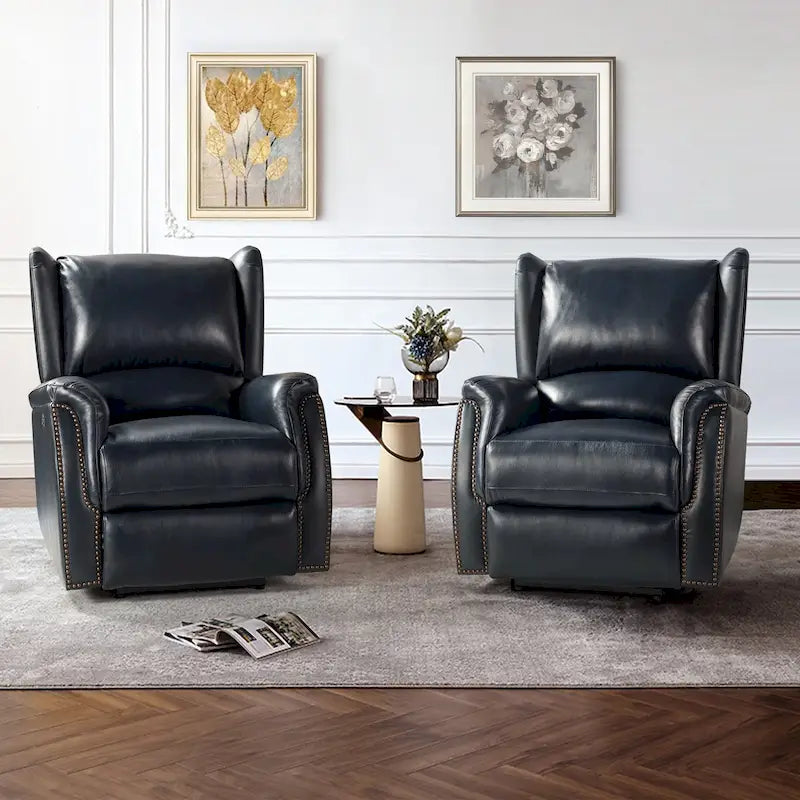 Fauteuil inclinable électrique Eduardo en cuir véritable avec port USB (ensemble de 2)