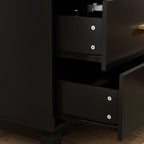 Commode double Timechee à 6 tiroirs, 120 cm de large, pieds en bois massif, finition laquée