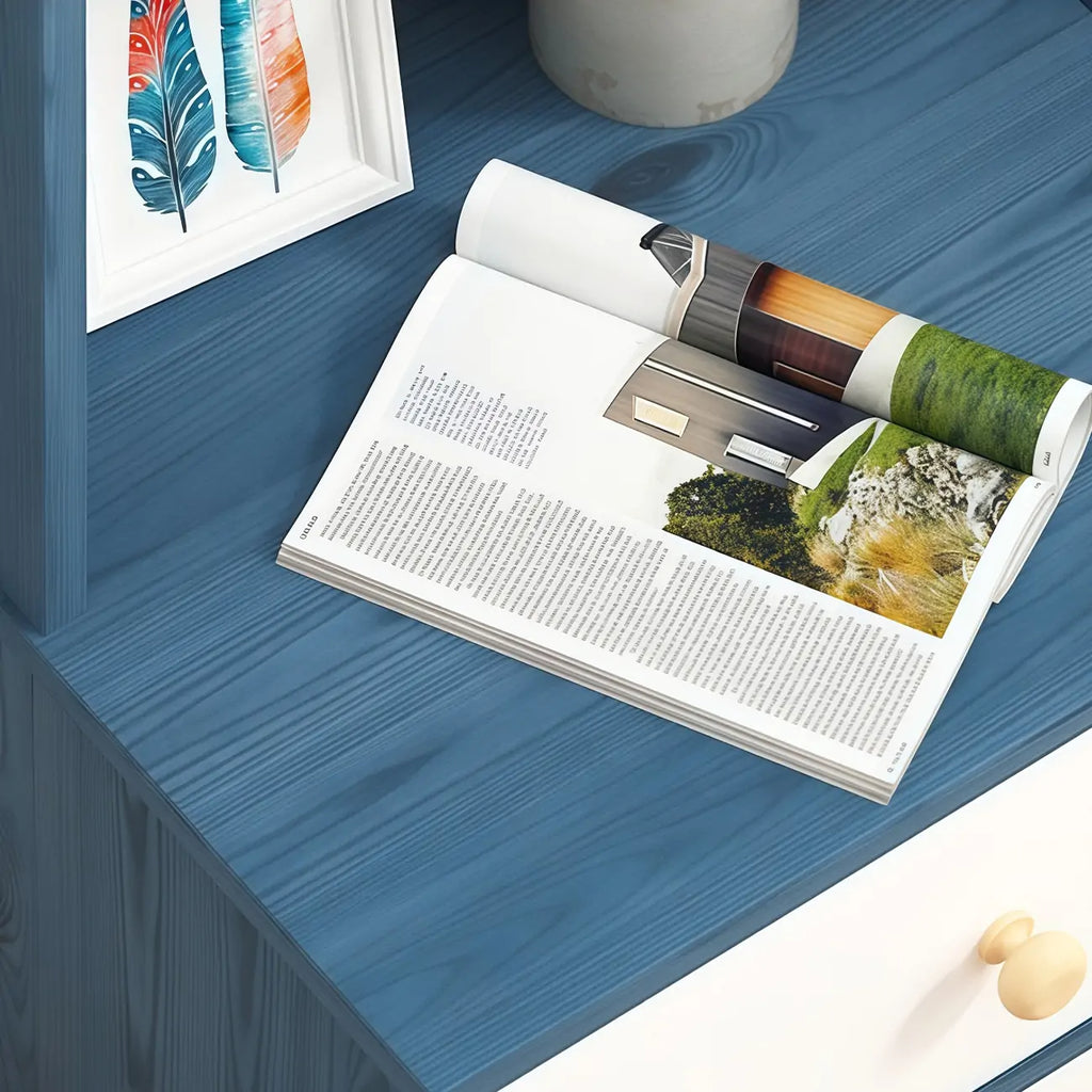 Table de chevet moderne haute en bois avec étagères spacieuses et 2 tiroirs