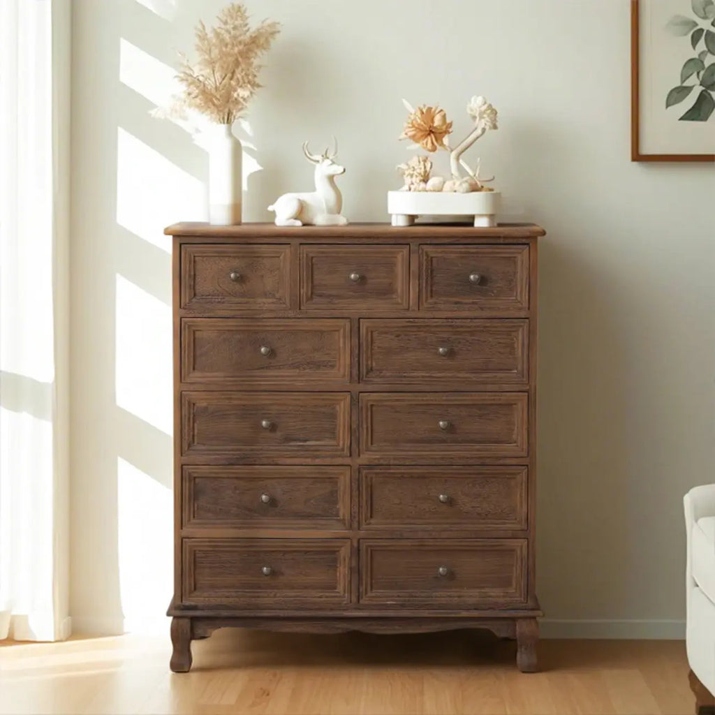 Meuble d'appoint rustique en bois marron pour le rangement du salon
