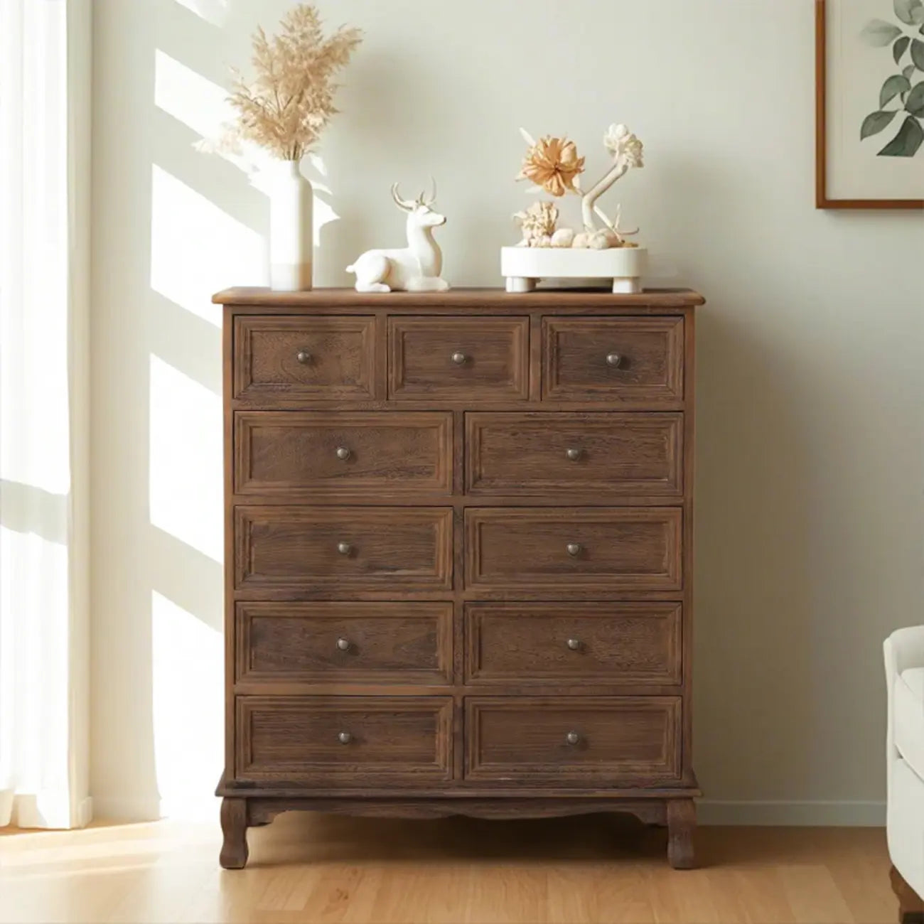 Meuble d'appoint rustique en bois marron pour le rangement du salon