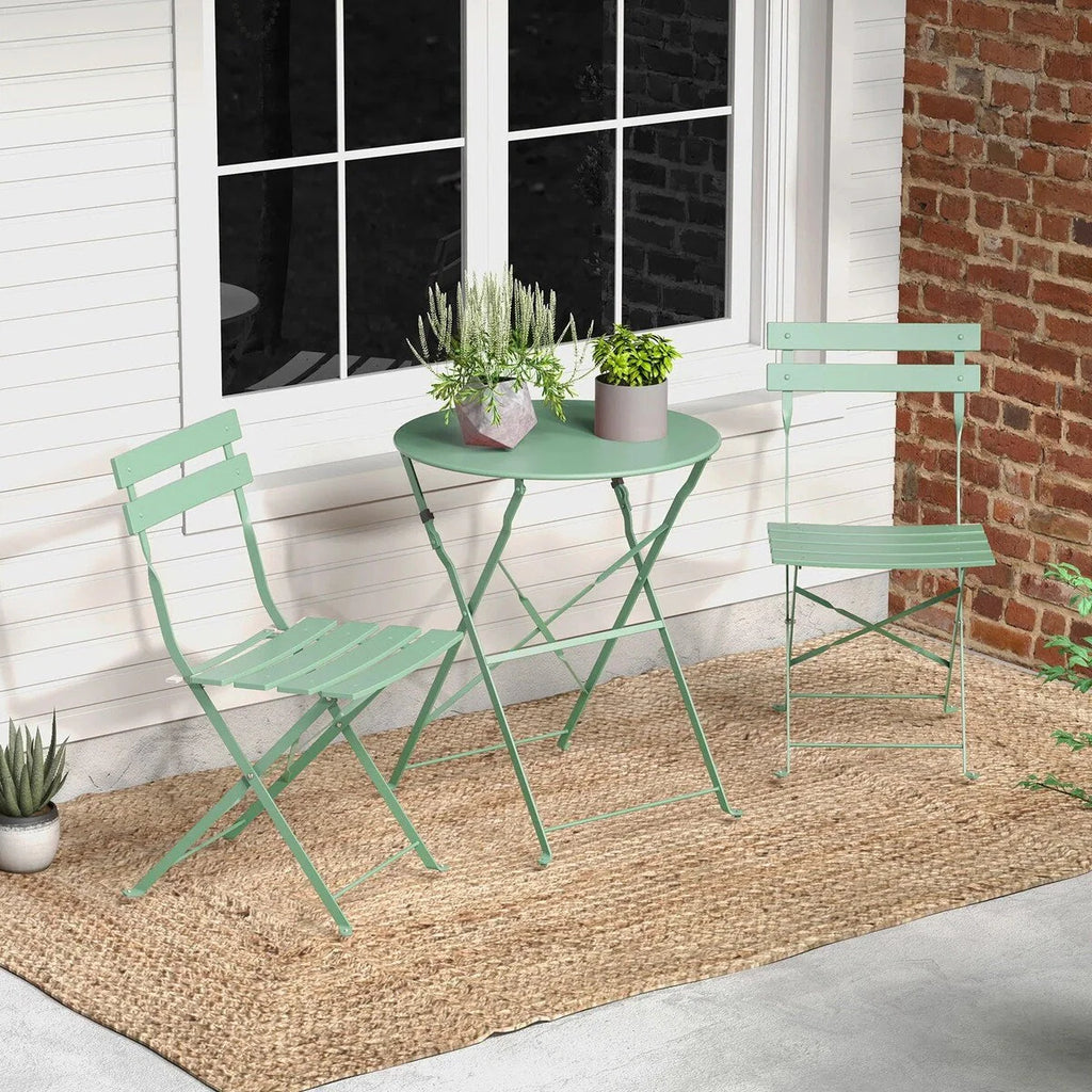 Ensemble bistro pliant 3 pièces en métal, ensemble de conversation intérieur/extérieur résistant aux intempéries pour patio, cour, jardin