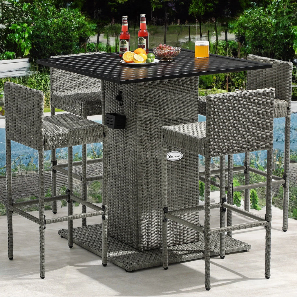 Ensemble de bar en osier d'extérieur Moasis 5 pièces - 5 PCS