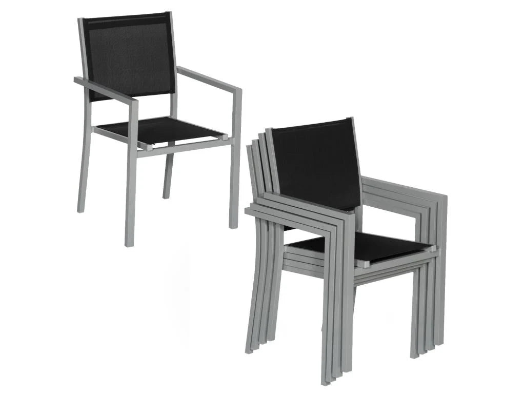 Lot de Chaises en Aluminium - Noir