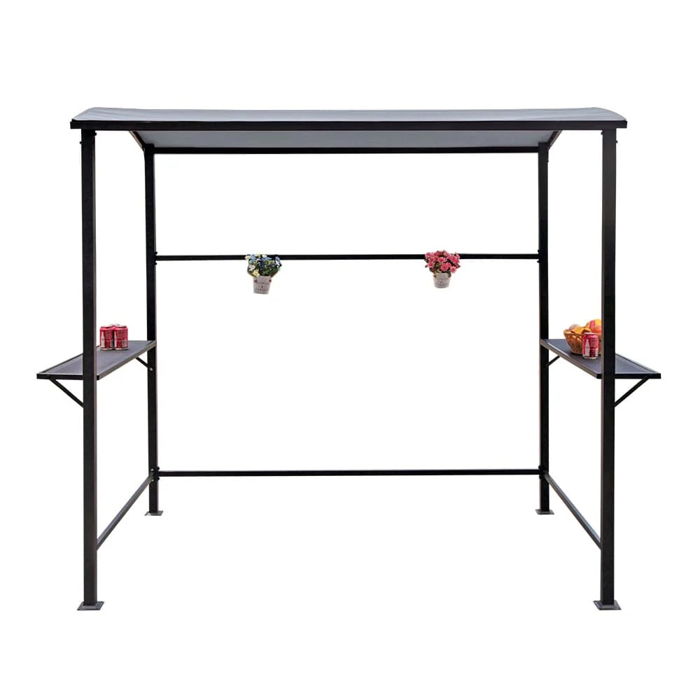Abri barbecue/pergola de gril à structure en acier de 1,5 m x 2,4 m pour l'extérieur