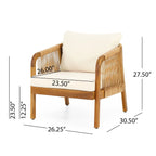 Ensemble de deux fauteuils de club d'extérieur Jabe en bois d'acacia et osier par Christopher Knight Home