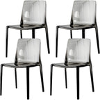 Chaise de salle à manger en acrylique ambré sans accoudoirs et à dossier bas