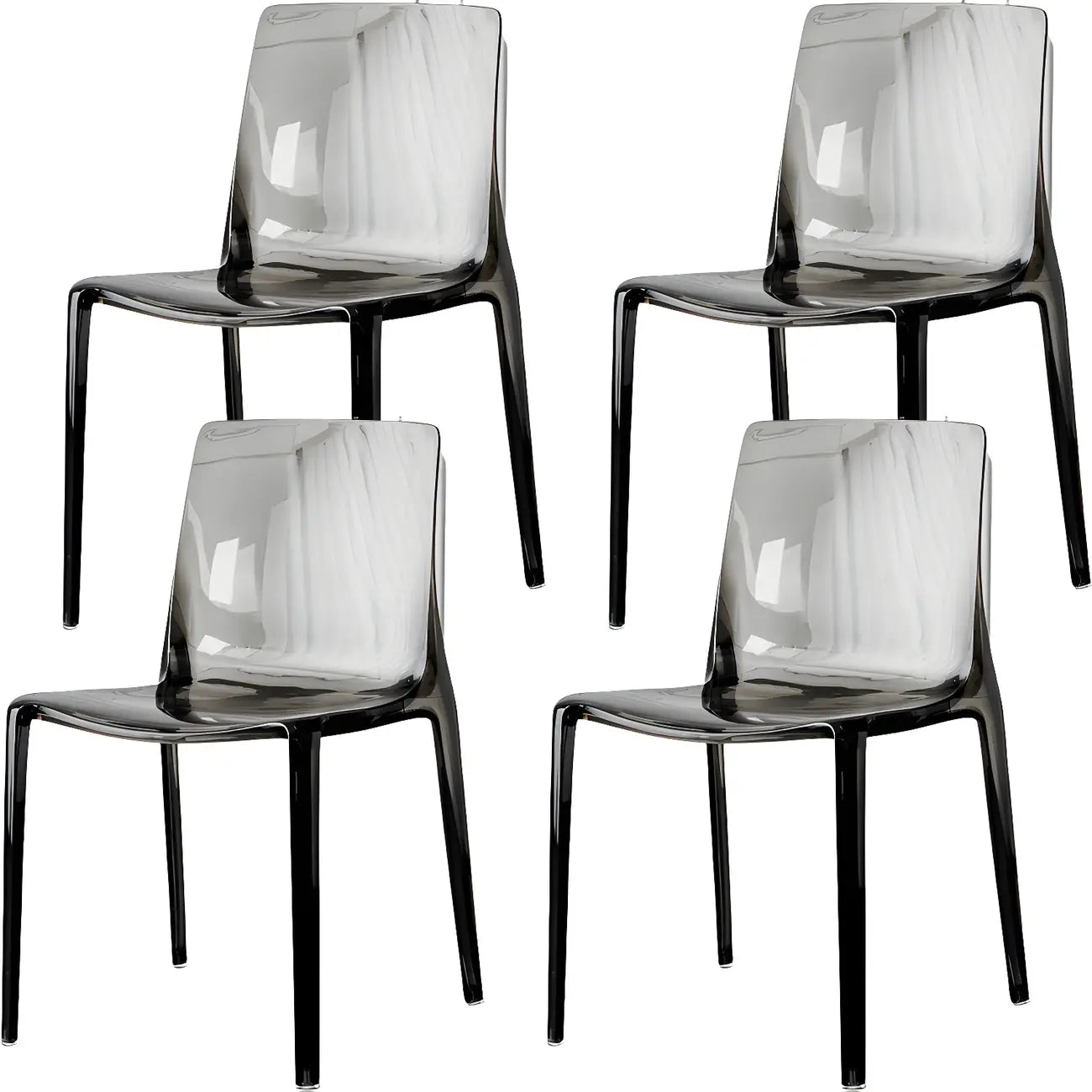 Chaise de salle à manger en acrylique ambré sans accoudoirs et à dossier bas