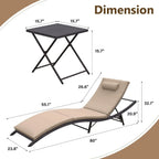 Kullavik – Ensemble de 3 chaises longues d'extérieur