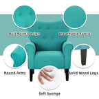 Fauteuil d'appoint moderne Erommy, fauteuil à dossier haut, canapé individuel en tissu capitonné avec pieds en bois pour salon
