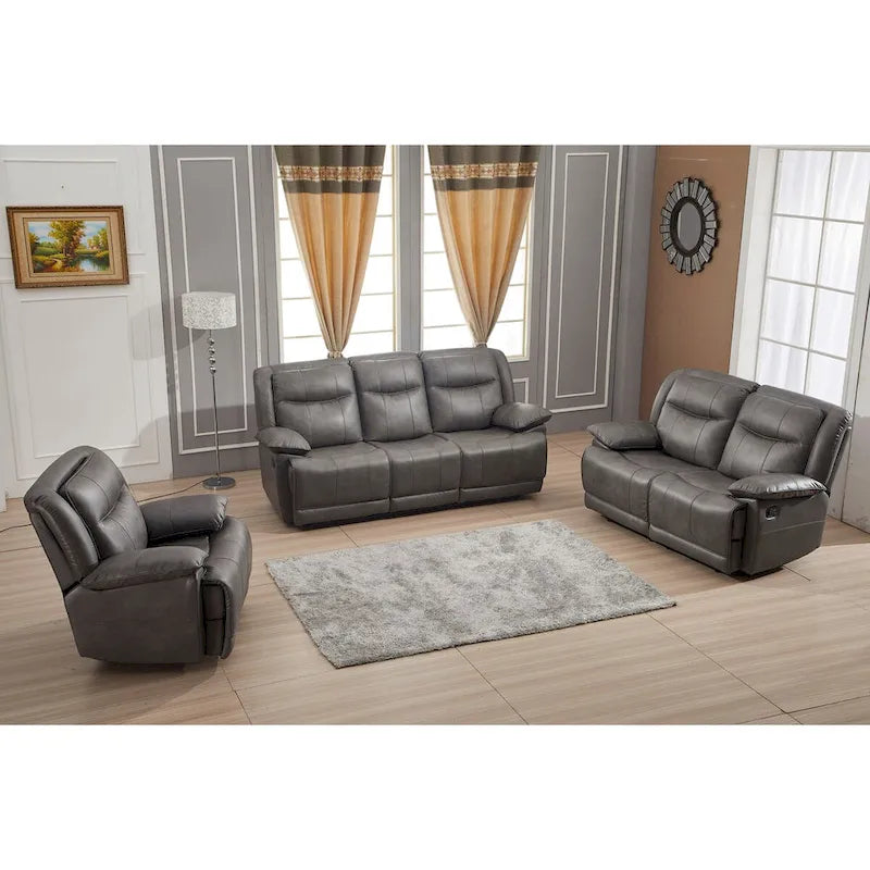 Ensemble de salon inclinable Betsy Furniture 3 pièces en cuir reconstitué : canapé, causeuse et fauteuil planeur
