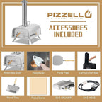 Four à pizza d'extérieur multi-combustibles avec brûleur à gaz et boîte à bois - 30 cm