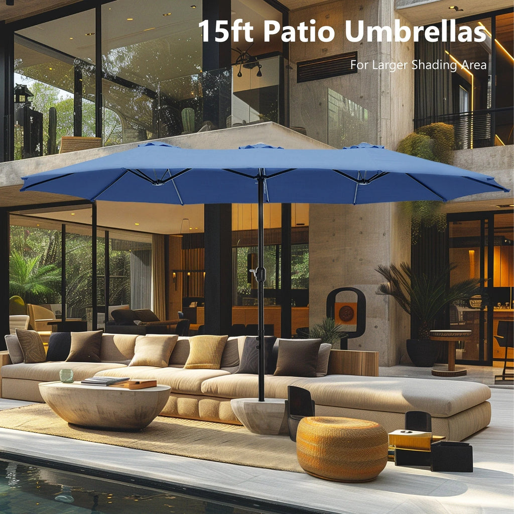 MAISON ARTS Parasol double de 4,5 m pour terrasse, grande taille, avec pied inclus
