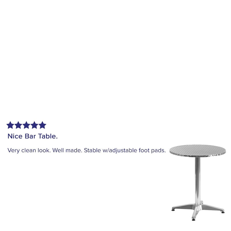 Table d'intérieur/extérieur à plateau lisse en aluminium rond de 27,5 po avec base