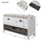 Banc de rangement en bois avec 2 paniers tressés par Harper&Bright Designs