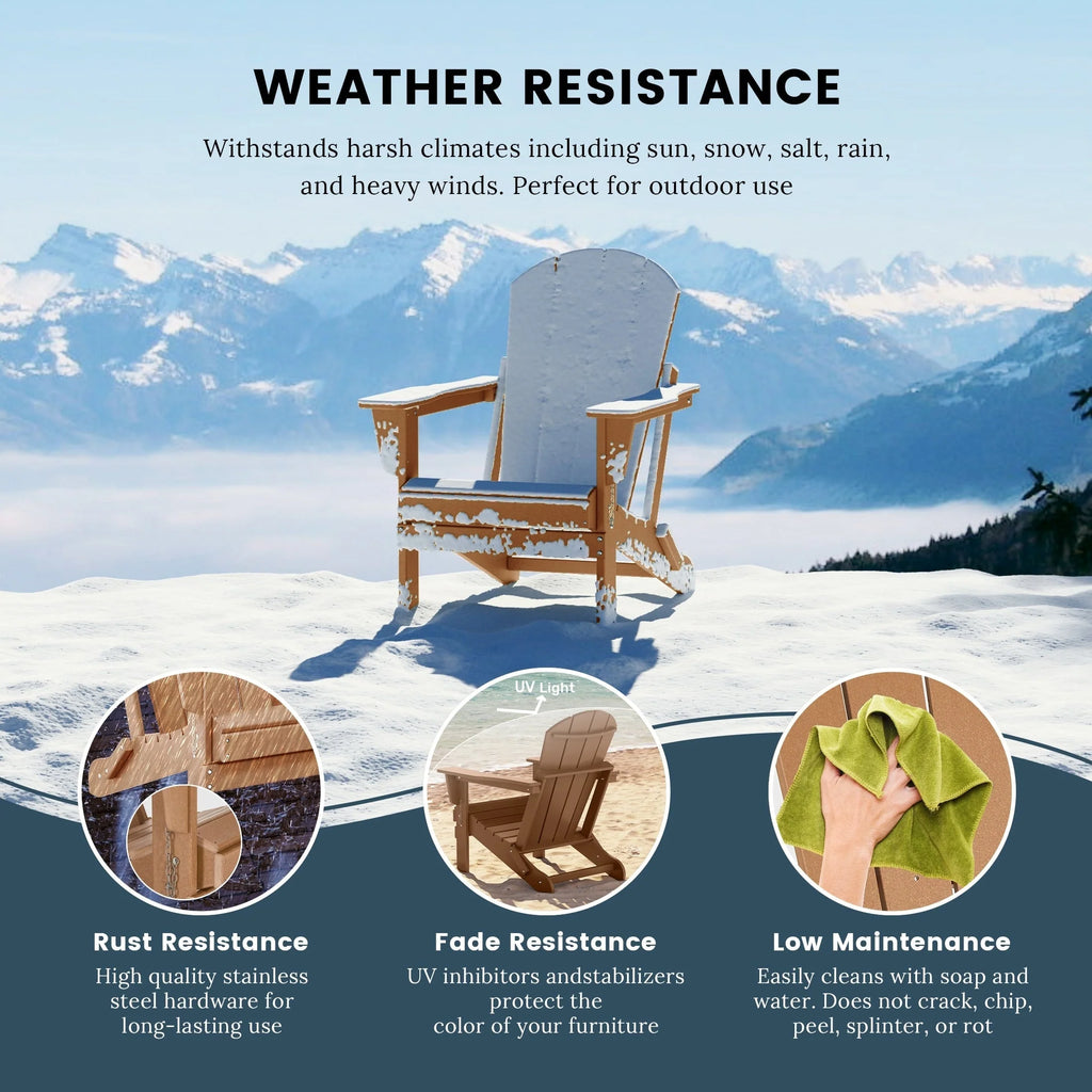 Chaise Adirondack pliante de patio d'extérieur tout temps résistante à la décoloration Polytrends Laguna