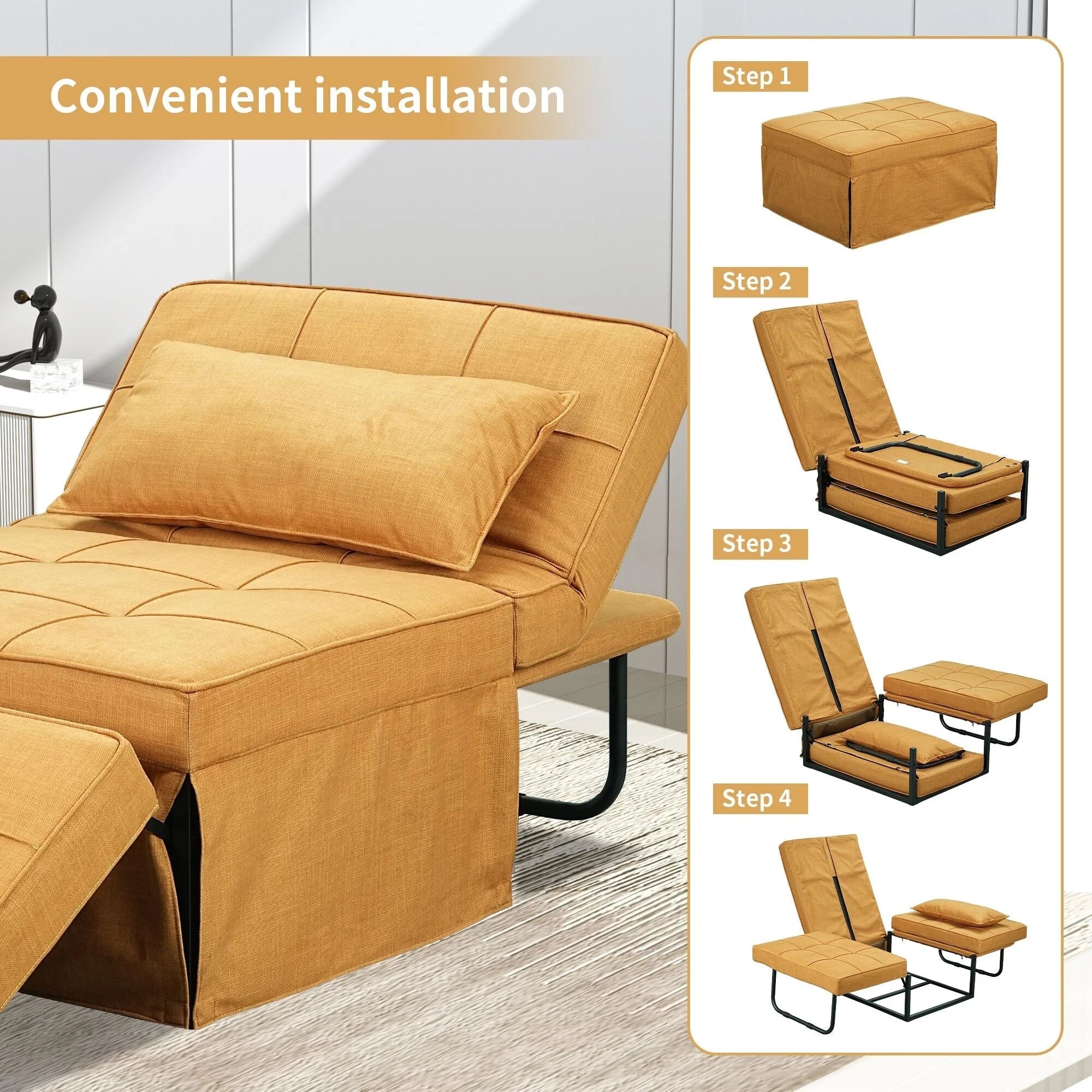 Canapé Convertible Lit Canapé Fauteuil Ottoman Pliant Fauteuils Inclinables pour Salon