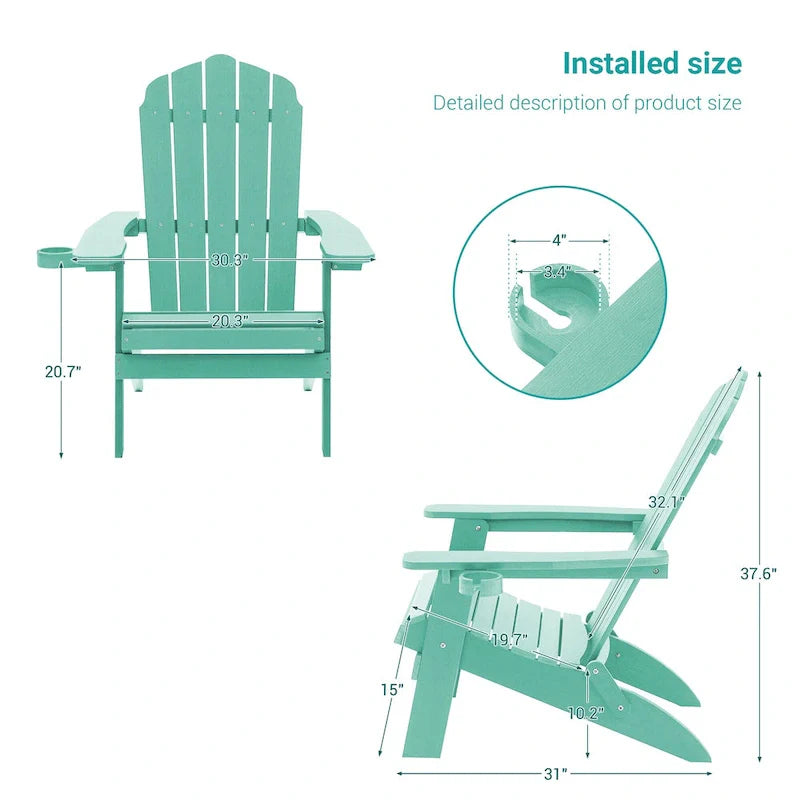 Lot de 2 chaises Adirondack pliantes Bonosuki pour patio et brasero