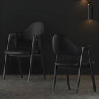 Chaise de salle à manger en cuir moderne avec dossier incurvé et ouvert