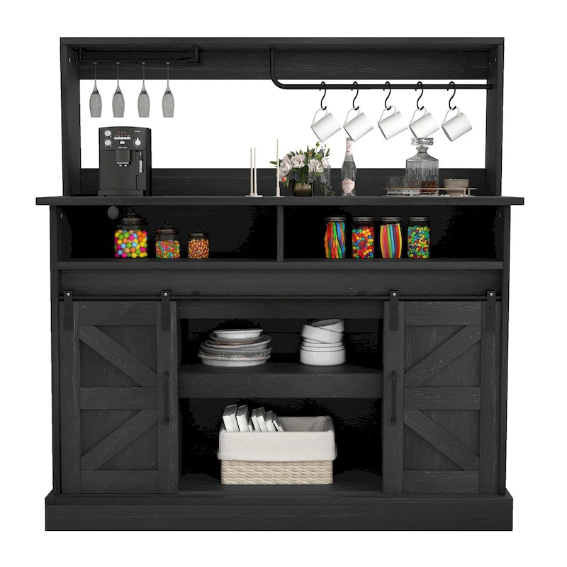 Moasis - Meuble de Bar à Café Style Ferme - 38,4 P x 119,9 L x 130,8 H cm