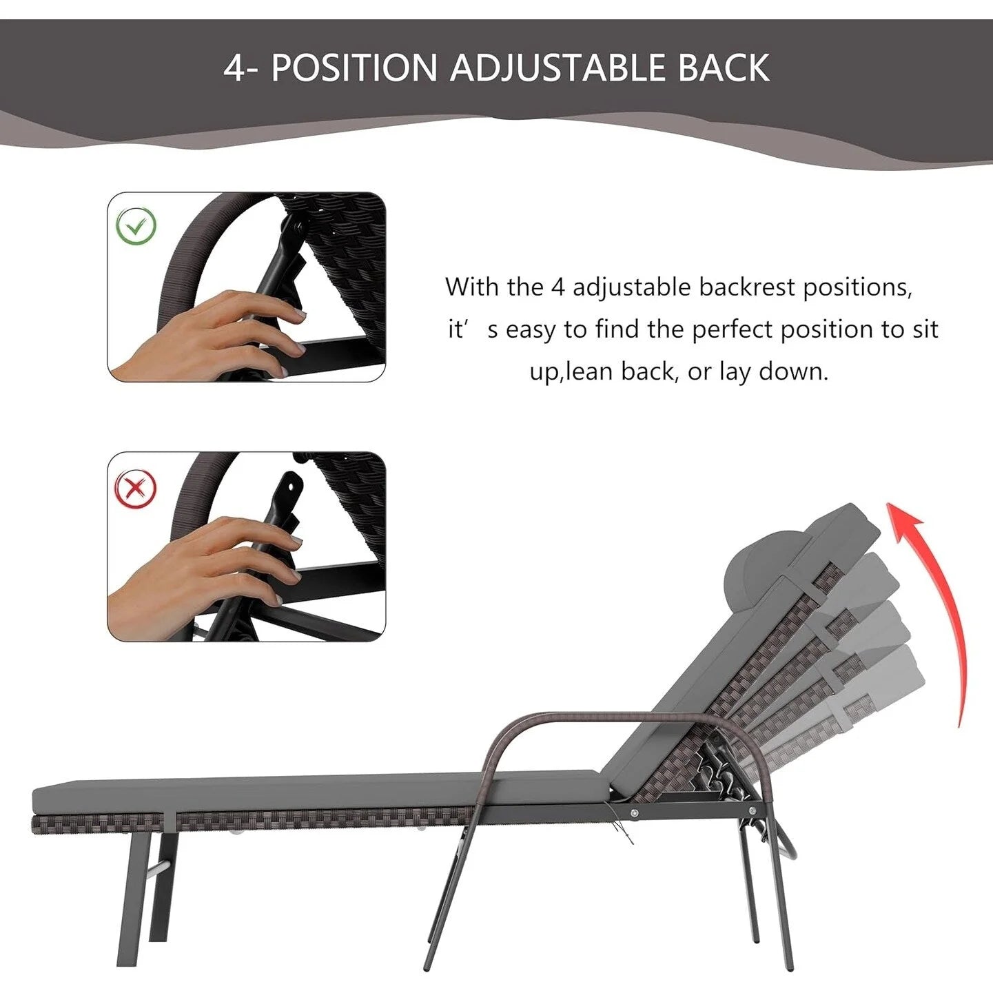 Kullavik – Ensemble de 3 chaises longues d'extérieur