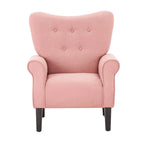 Fauteuil d'appoint moderne Erommy, fauteuil à dossier haut, canapé individuel en tissu capitonné avec pieds en bois pour salon