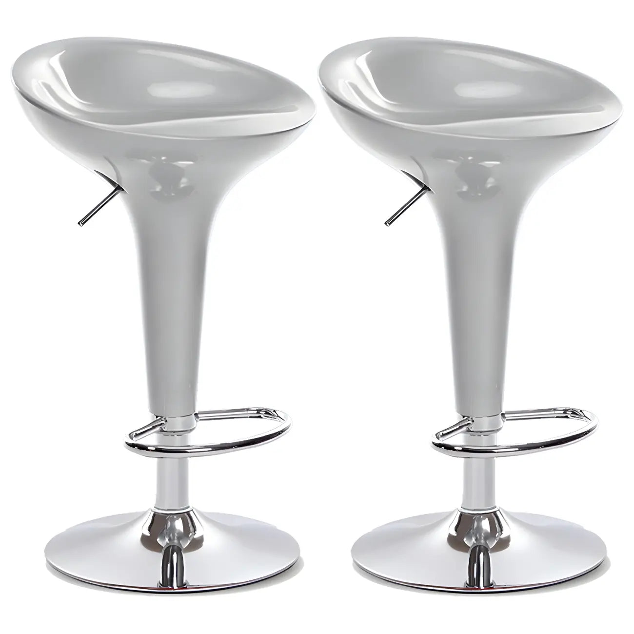 Tabouret de bar pivotant en plastique chromé, réglable en hauteur