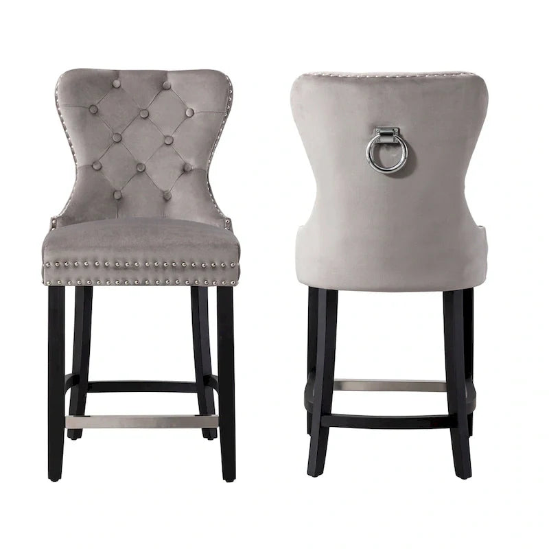 Tabouret de comptoir Carter 24 Wingback capitonné avec clous (lot de 2)
