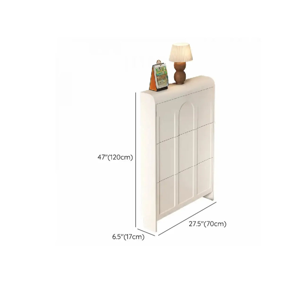 Meuble de rangement pour chaussures en bois blanc à 3 niveaux et à façade abattante Slim