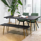 Chaise de salle à manger simple en cuir rembourré, dossier plein, pieds en métal
