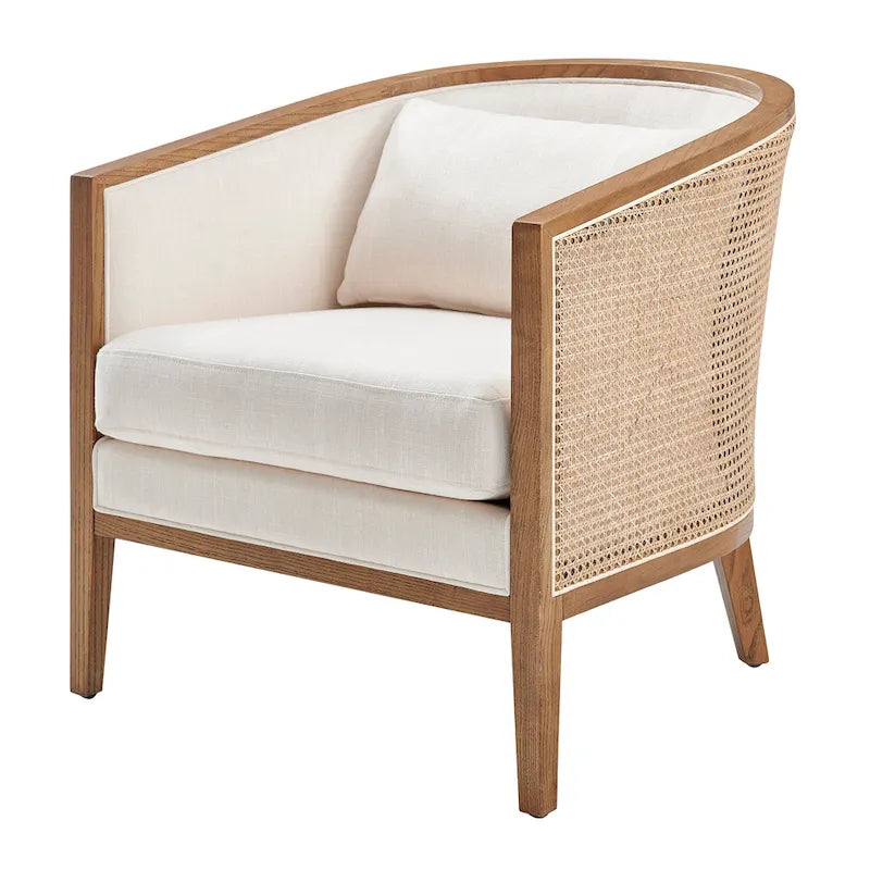 Fauteuil d'appoint en lin Tillman avec rotin