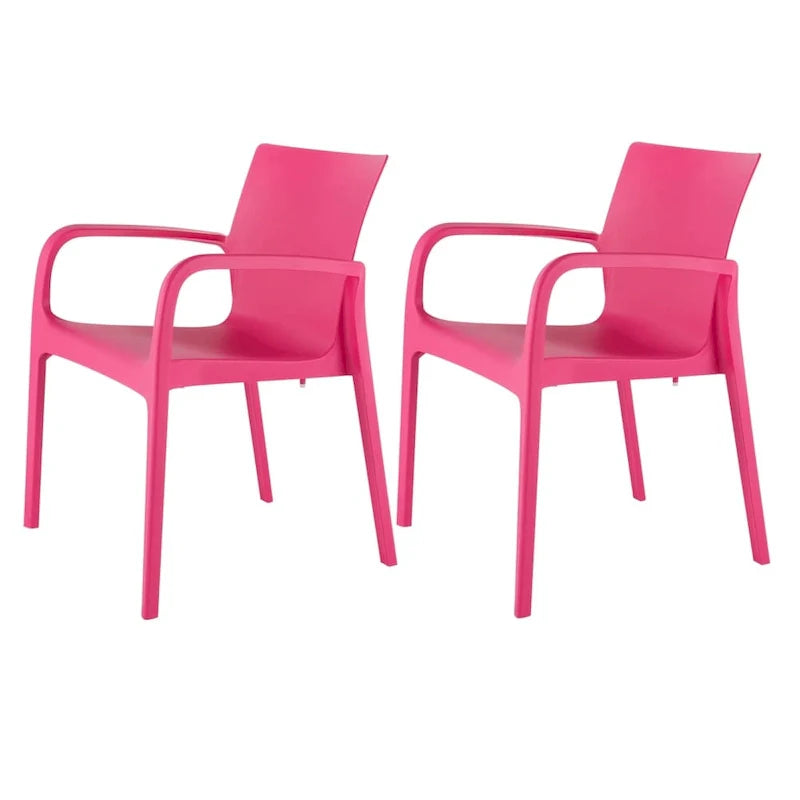 Chaise de salle à manger empilable avec accoudoirs Alissa, en résine, tout temps, lot de 2