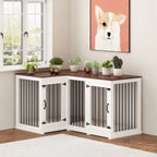 Meuble Grande Cage d'Angle pour 2 Chiens, Cage en Forme de L - 58,7X41,1