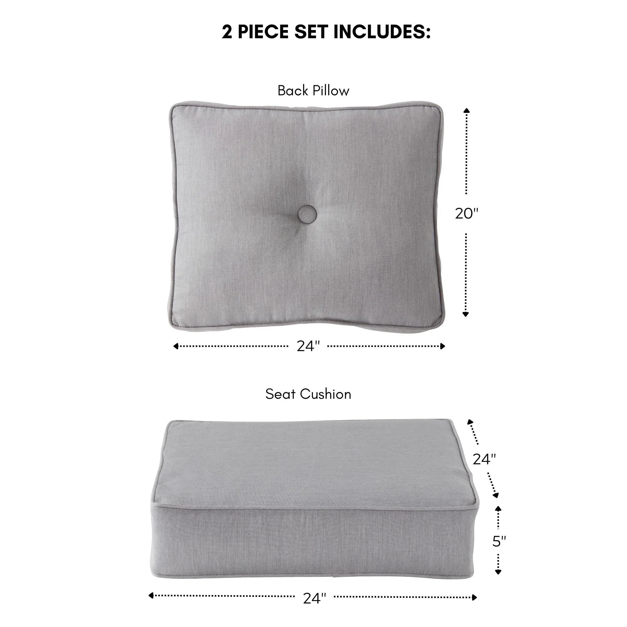Ensemble de 2 coussins d'extérieur Sunbrella haut de gamme à assise profonde