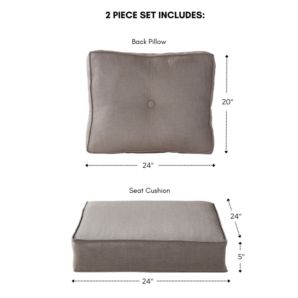 Ensemble de 2 coussins d'extérieur Sunbrella haut de gamme à assise profonde