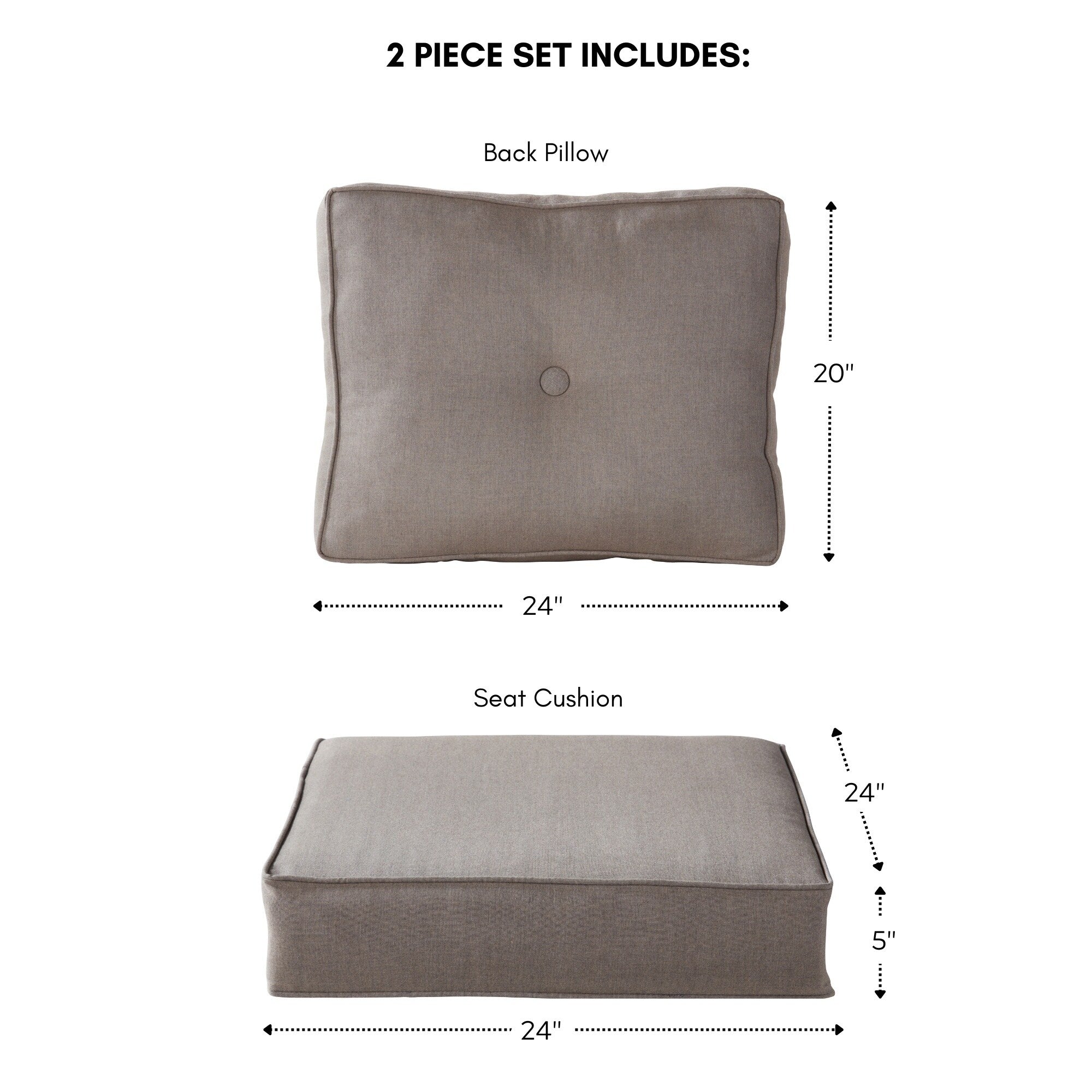 Ensemble de 2 coussins d'extérieur Sunbrella haut de gamme à assise profonde