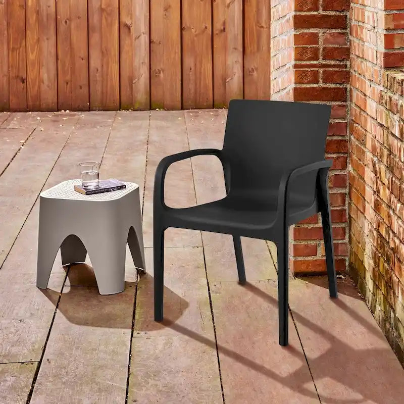 Chaise de salle à manger empilable avec accoudoirs Alissa, en résine, tout temps, lot de 2