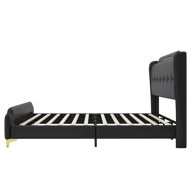 Lit rembourré moderne en cuir PU Uphou de Christopher Knight Home