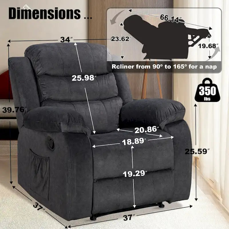 Fauteuil inclinable moelleux avec fonction massage et chauffage