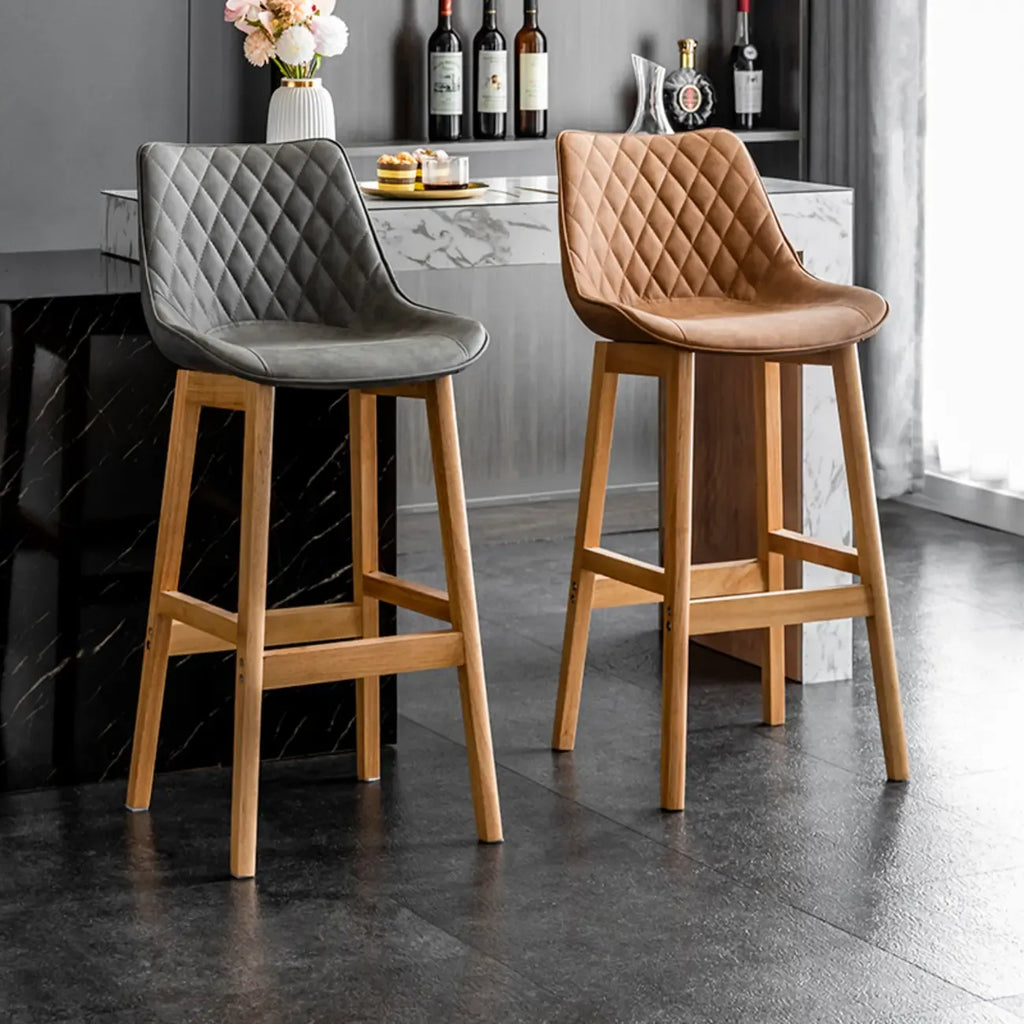 Tabourets de bar en similicuir style Mid-Century Modern avec pieds en bois